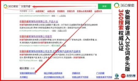 出书大师:贺安徽网睿进入360词条头版获360搜